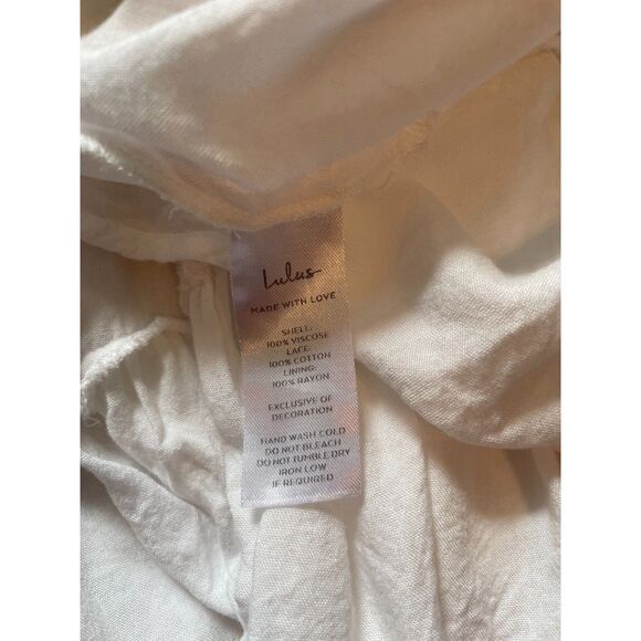 Lulus Imagination Cream Eyelet Lace Mini Dress Size M Cottage Vacation Boho - Picture 6 of 6
